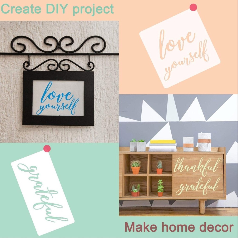 New 12 Phrase Stencils in Two Sizes for Motivation, Inspiration Back to School - Picture 5 of 7
